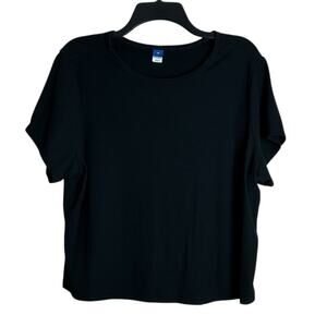 Old Navy 2X Black Ribbed Top Women's Cropped